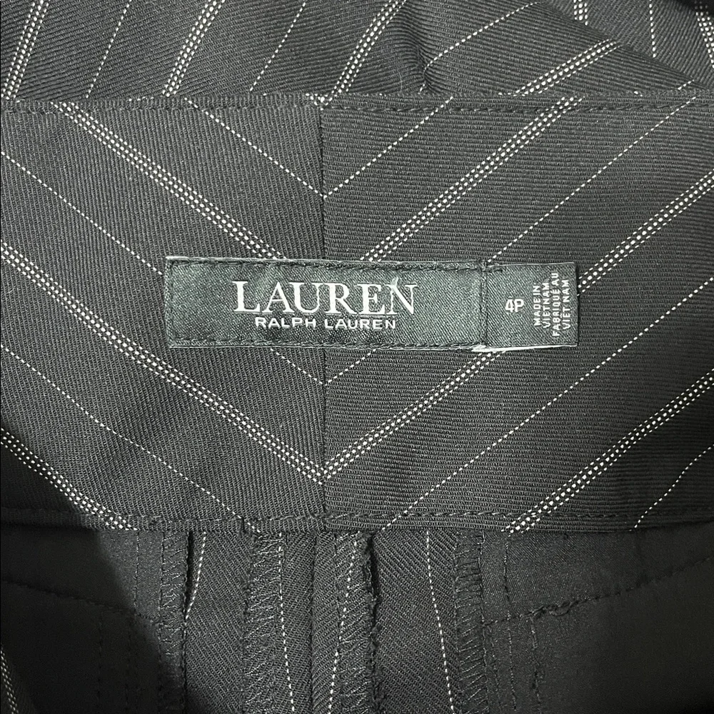 Lauren Ralph Lauren Pinstripe Wool Crepe Wide Leg Pant Sz 4P - Picture 9 of 11